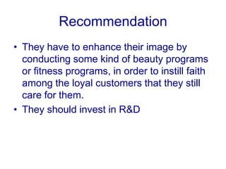 RecommendationThey have to continuously project themselves as the pioneers of this kind of advertising and to continuously remind that they listen to common people.At the same time they need to continuously evolve.