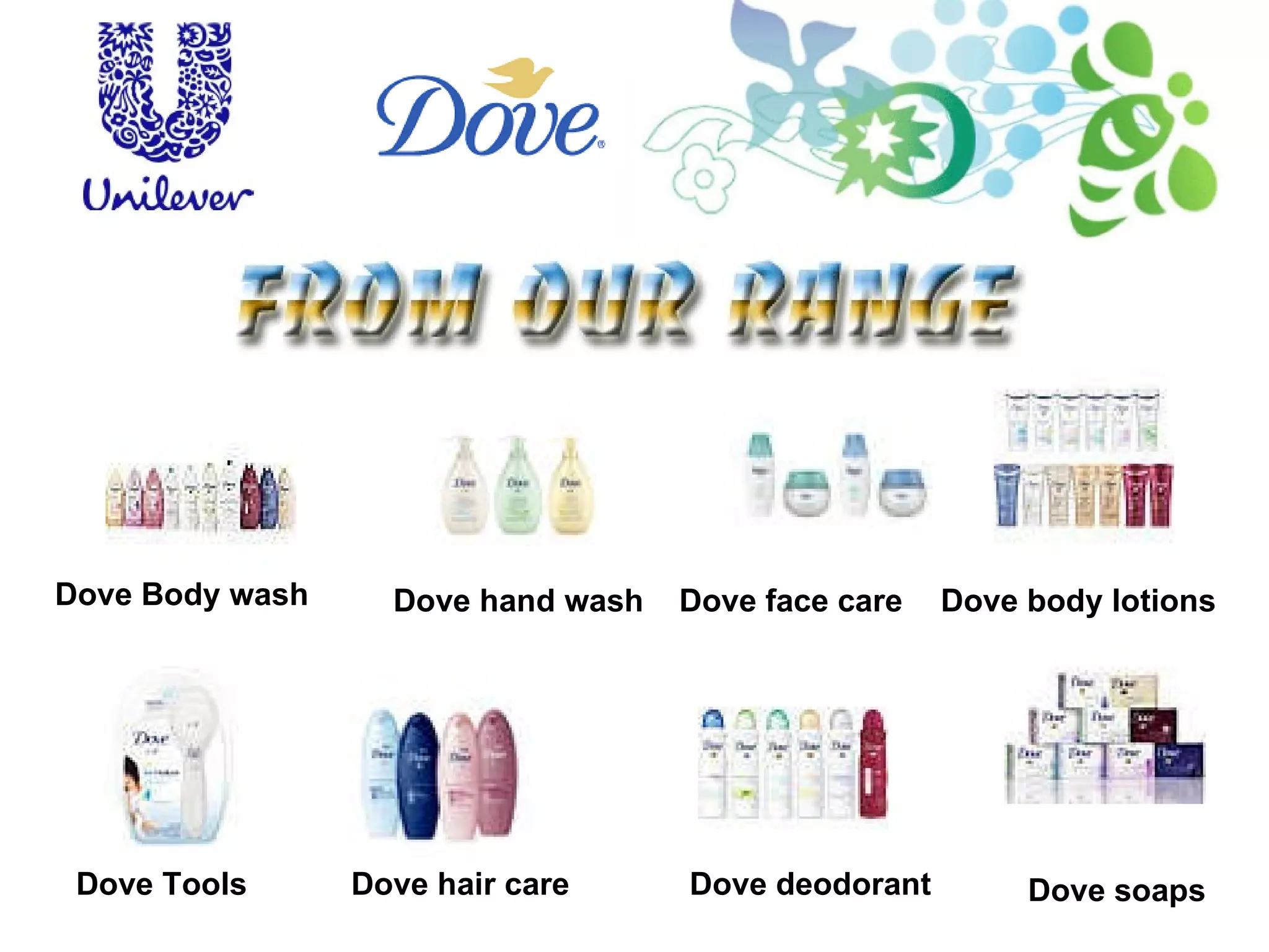 Dove soaps  Dove Body wash  Dove hand wash  Dove face care  Dove Tools  Dove hair care  Dove deodorant  Dove body lotions  