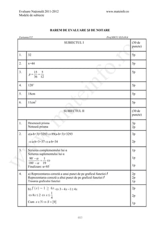 Barem Culegere evaluare nationala 2012