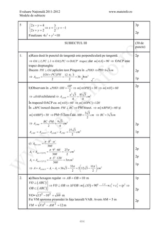 Barem Culegere evaluare nationala 2012