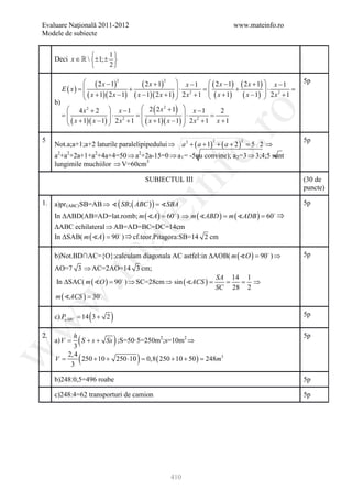 Barem Culegere evaluare nationala 2012