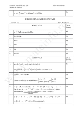 Barem Culegere evaluare nationala 2012