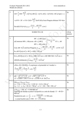 Barem Culegere evaluare nationala 2012