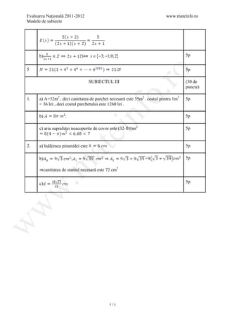 Barem Culegere evaluare nationala 2012