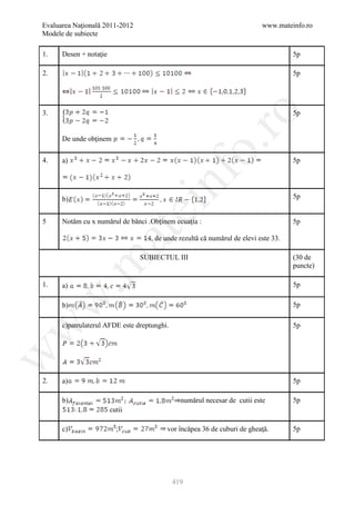 Barem Culegere evaluare nationala 2012