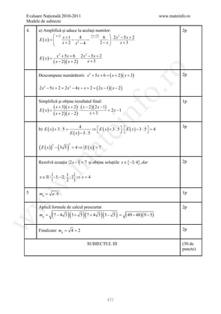 Barem Culegere evaluare nationala 2012