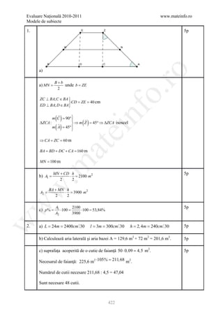 Barem Culegere evaluare nationala 2012