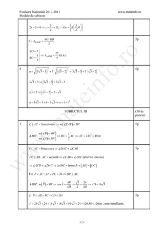 Barem Culegere evaluare nationala 2012