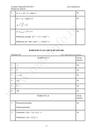 Barem Culegere evaluare nationala 2012