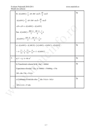 Barem Culegere evaluare nationala 2012