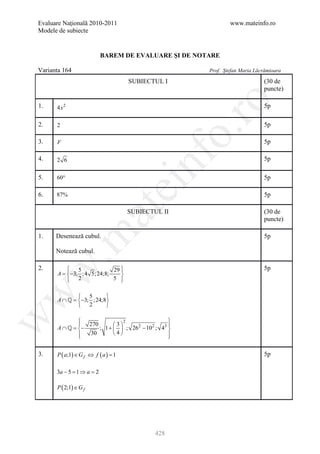 Barem Culegere evaluare nationala 2012