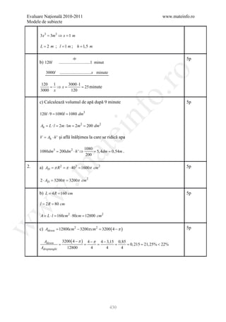 Barem Culegere evaluare nationala 2012
