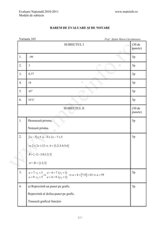 Barem Culegere evaluare nationala 2012