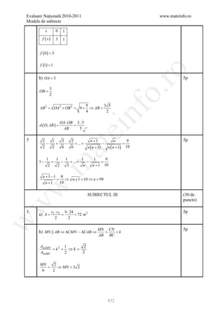 Barem Culegere evaluare nationala 2012