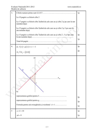 Barem Culegere evaluare nationala 2012