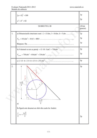 Barem Culegere evaluare nationala 2012