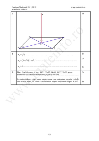 Barem Culegere evaluare nationala 2012