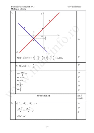 Barem Culegere evaluare nationala 2012