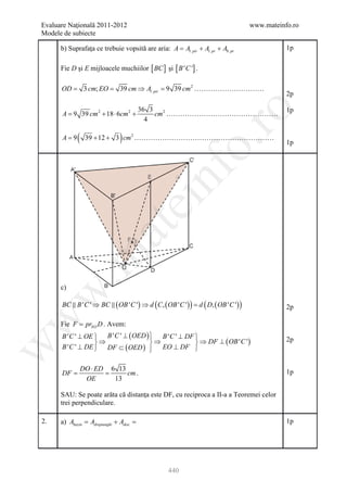 Barem Culegere evaluare nationala 2012