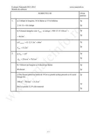 Barem Culegere evaluare nationala 2012