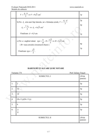 Barem Culegere evaluare nationala 2012