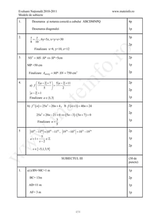 Barem Culegere evaluare nationala 2012