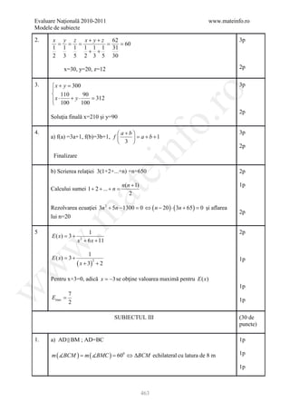 Barem Culegere evaluare nationala 2012