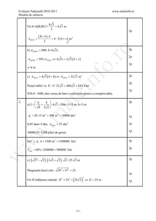 Barem Culegere evaluare nationala 2012