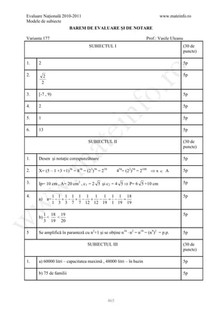 Barem Culegere evaluare nationala 2012