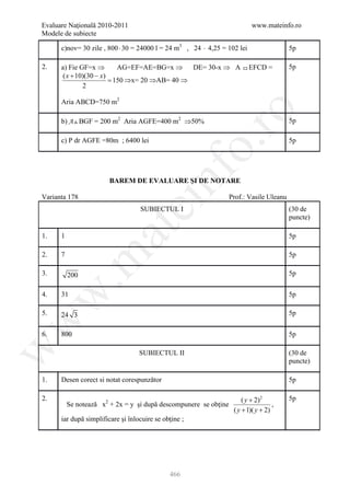 Barem Culegere evaluare nationala 2012