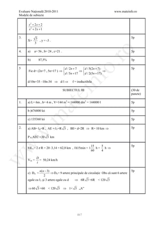 Barem Culegere evaluare nationala 2012