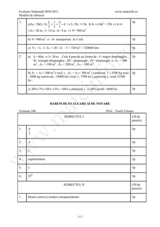 Barem Culegere evaluare nationala 2012