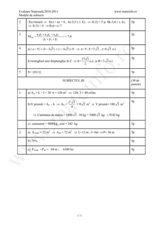 Barem Culegere evaluare nationala 2012