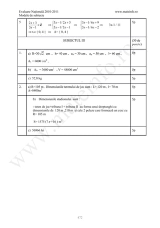 Barem Culegere evaluare nationala 2012