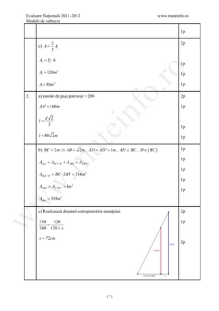 Barem Culegere evaluare nationala 2012
