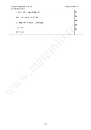 Barem Culegere evaluare nationala 2012