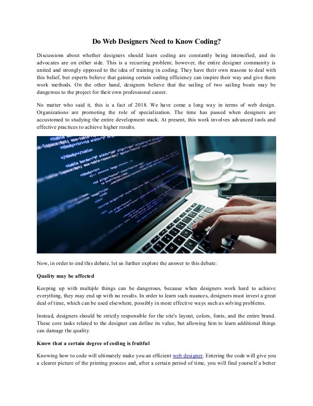 Do web designers need to know coding