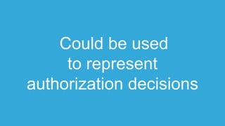 Could be used
to represent
authorization decisions
 