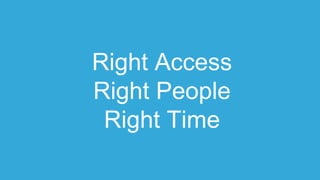 Right Access
Right People
Right Time
 