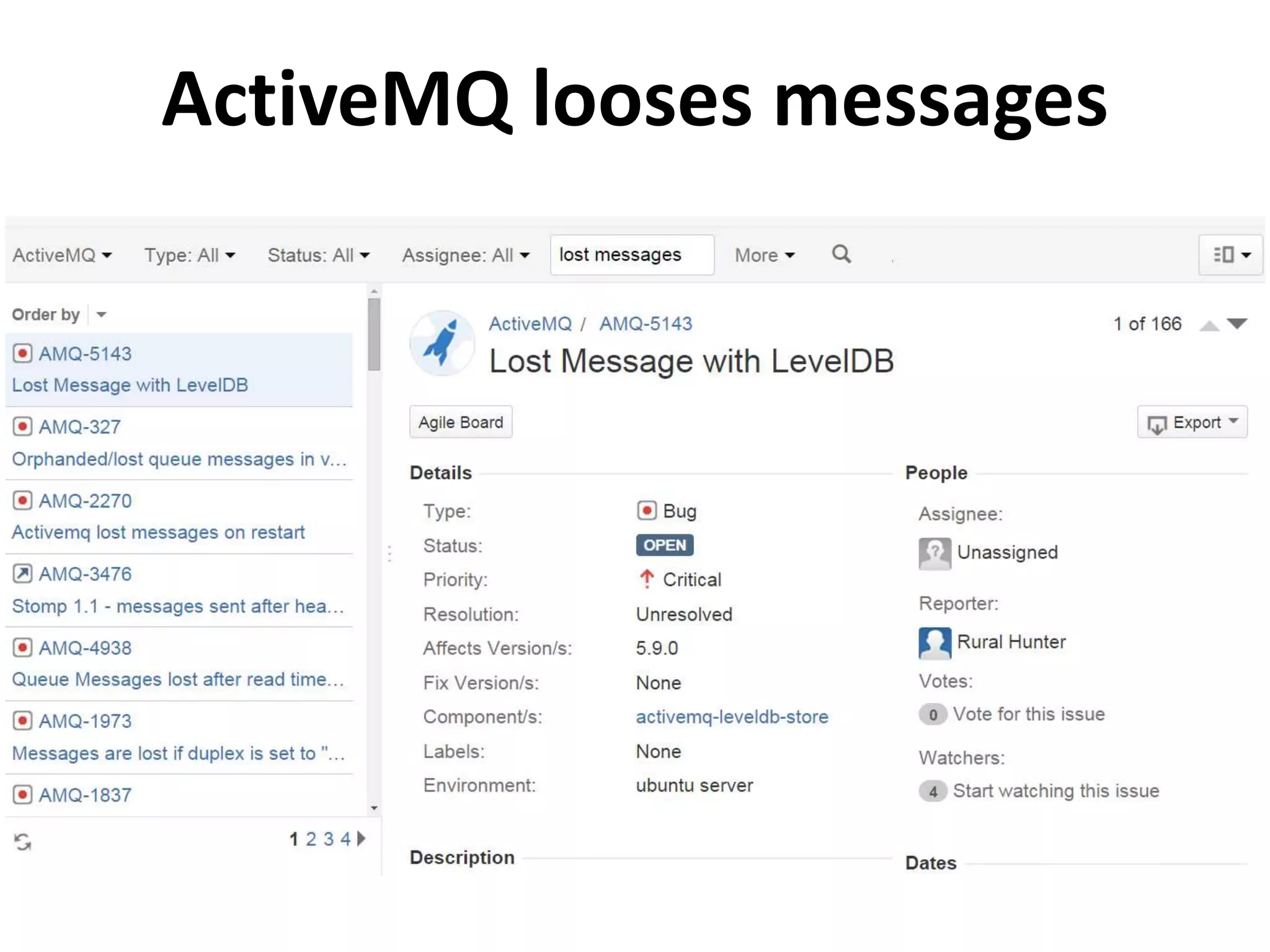 ActiveMQ looses messages
 