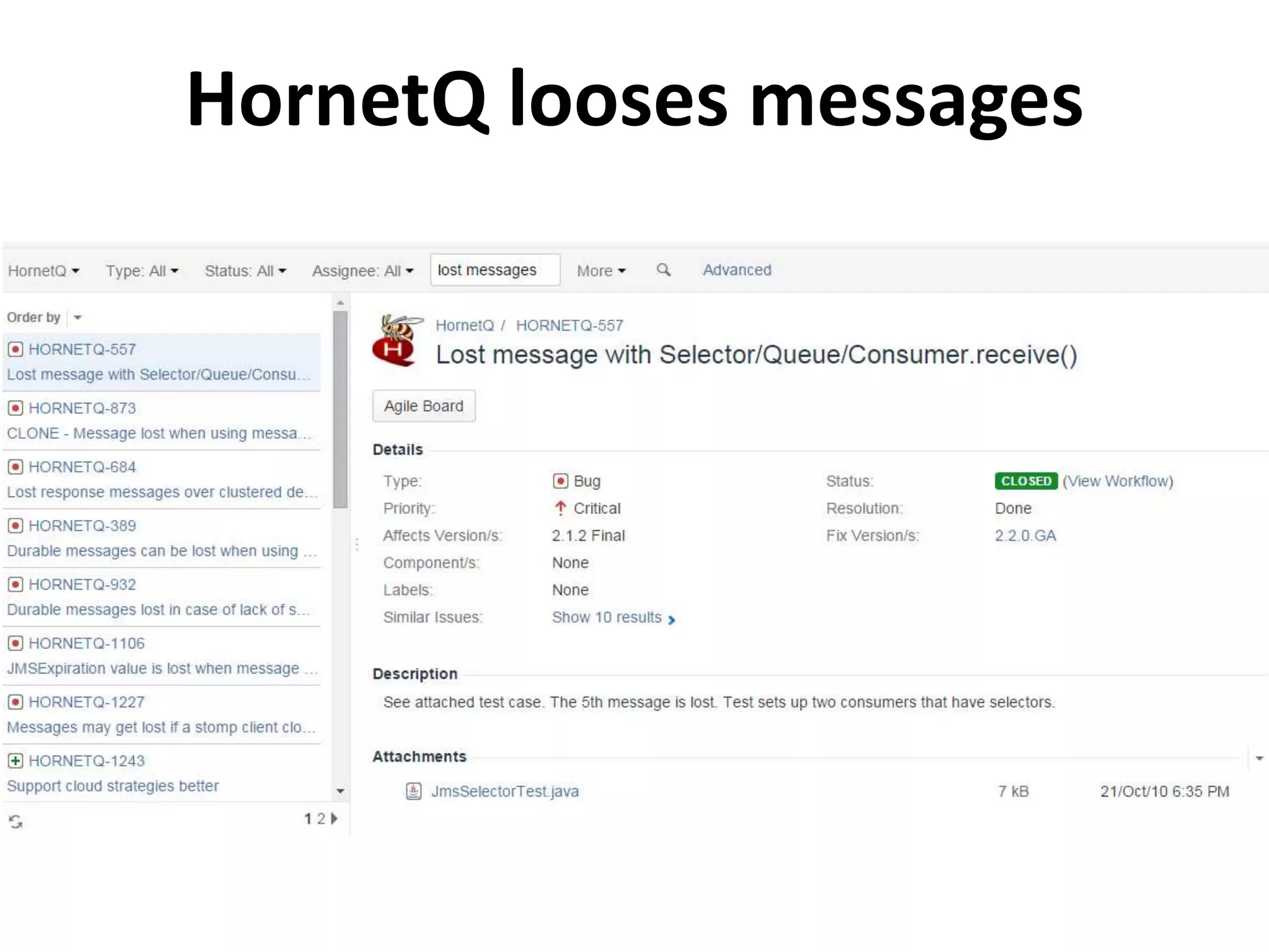 HornetQ looses messages
 
