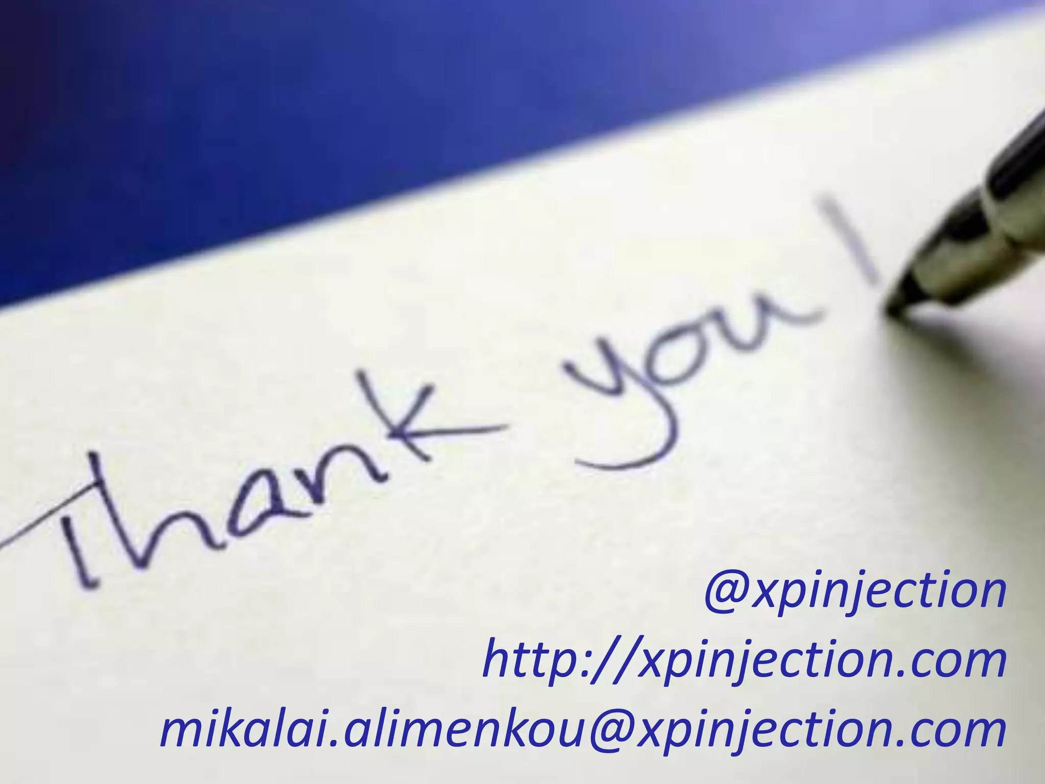 @xpinjection
http://xpinjection.com
mikalai.alimenkou@xpinjection.com
 