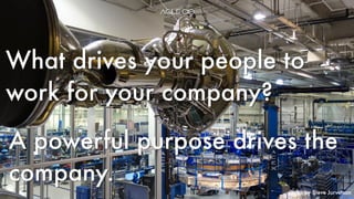 photo by Steve Jurvetson
What drives your people to
work for your company?
A powerful purpose drives the
company.
 