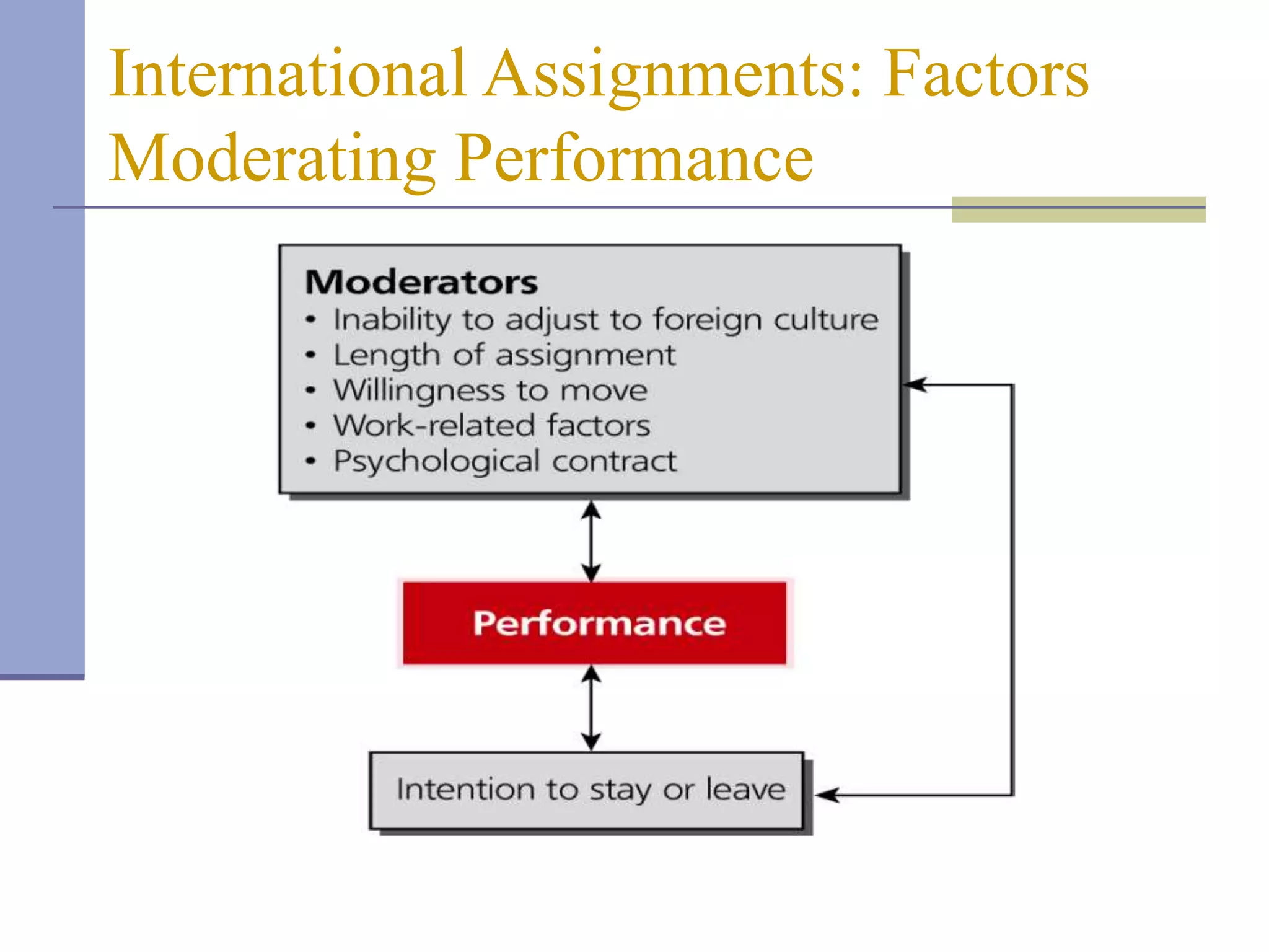 International Assignments: Factors
Moderating Performance
 
