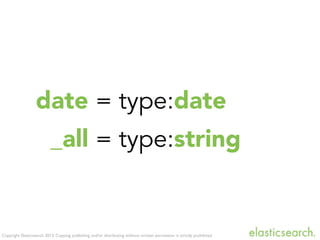Copyright Elasticsearch 2013. Copying, publishing and/or distributing without written permission is strictly prohibited
date = type:date
_all = type:string
 