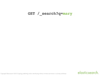 Copyright Elasticsearch 2013. Copying, publishing and/or distributing without written permission is strictly prohibited
GET /_search?q=mary
 