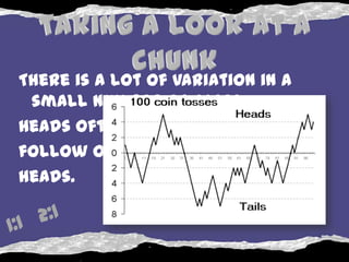 There is a lot of variation in a
 small number of cases.
Heads often
follow other
heads.
 