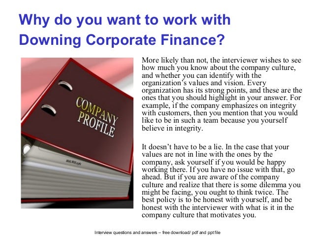 finance interview questions and answers