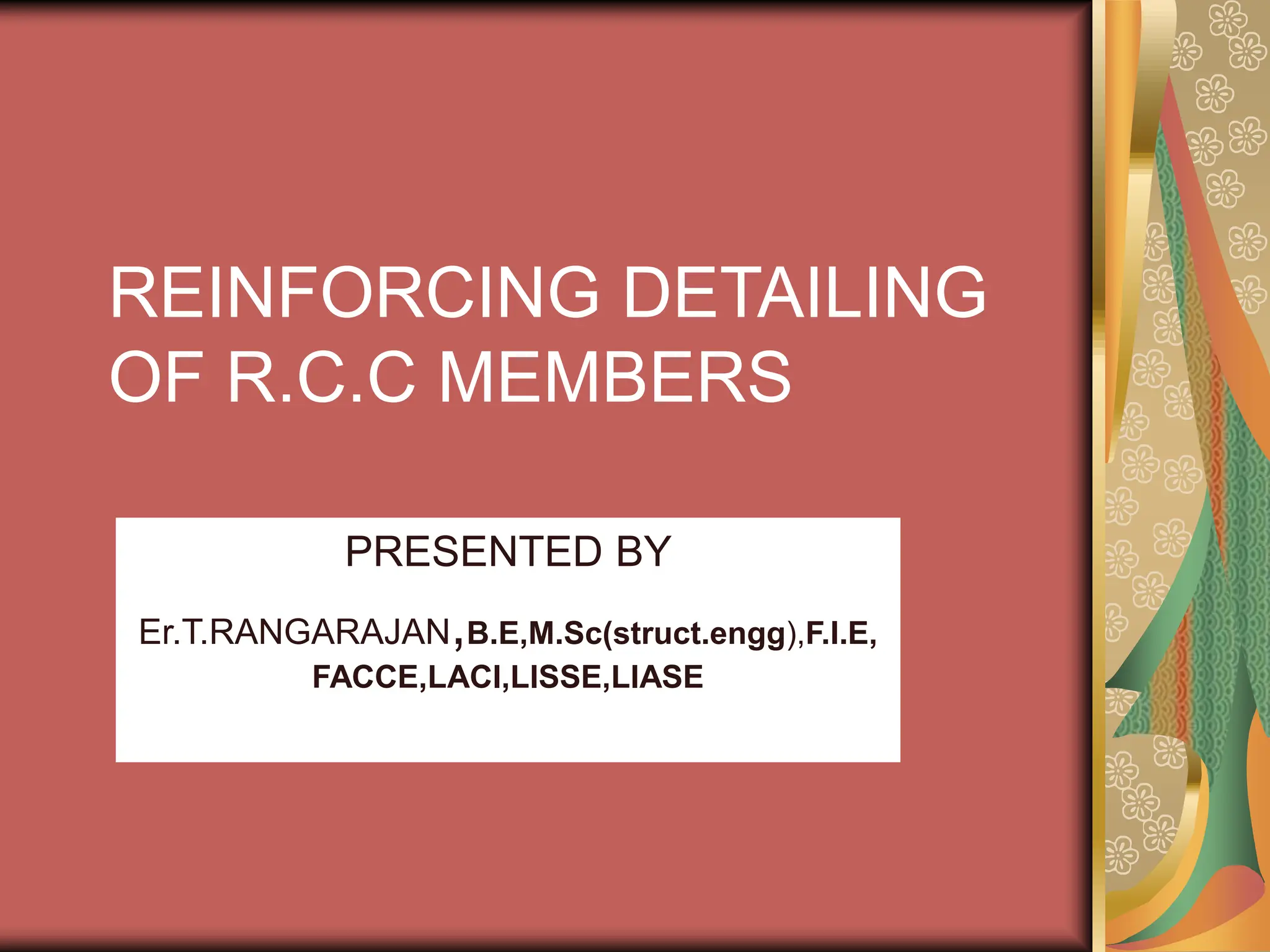 Sm And R C Code RCC detailing presentation Bis code Is 456.ppt