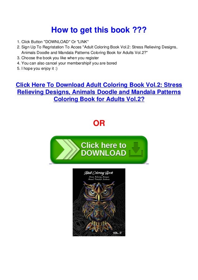 Download Download Adult Coloring Book Vol 2 Stress Relieving Designs Animals